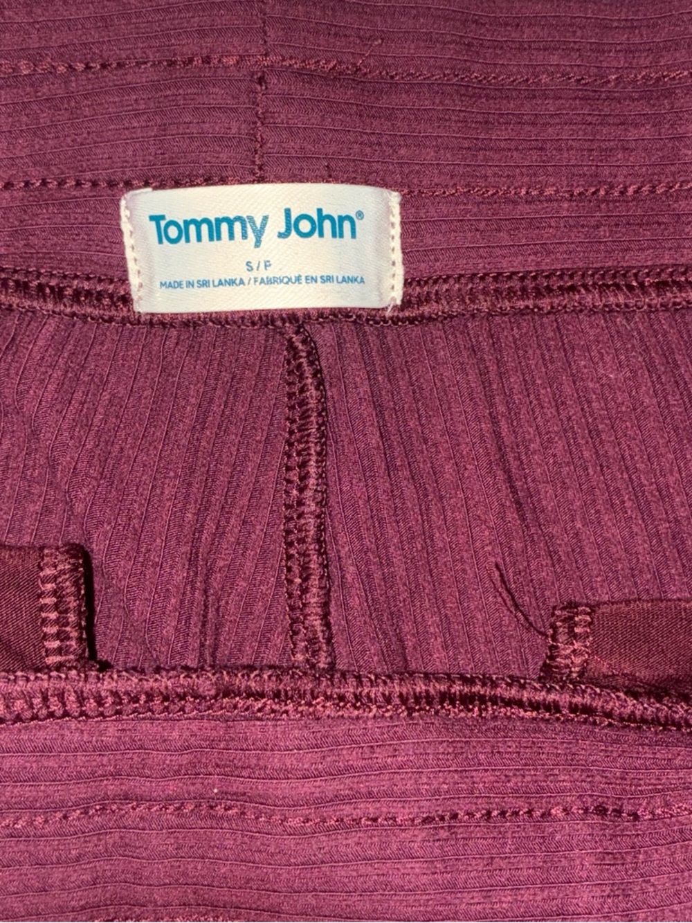 EUC Tommy John Burgundy Ribbed Lounge Set Small Medium Pajama Matching Set - Picture 6 of 14